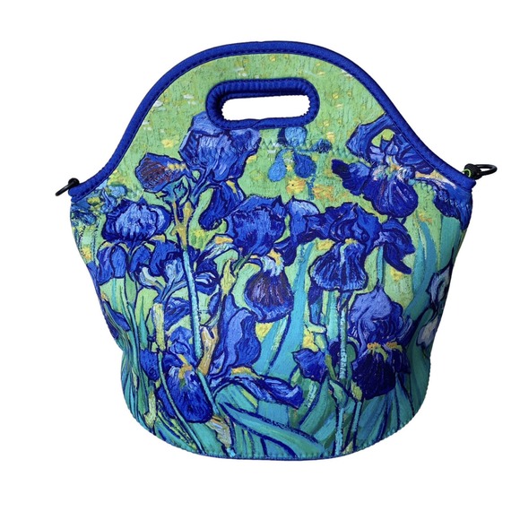 Van Gogh Neoprene Lunch Tote Irises Adjustable Strap Immersive Exclusive NEW - Picture 3 of 13
